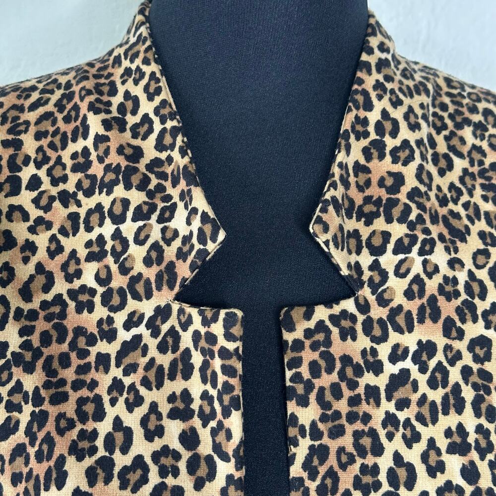 Dana Buchman Women’s Leopard Animal Print Blazer Open Front Zip Pocket | Size 8 - Picture 4 of 11